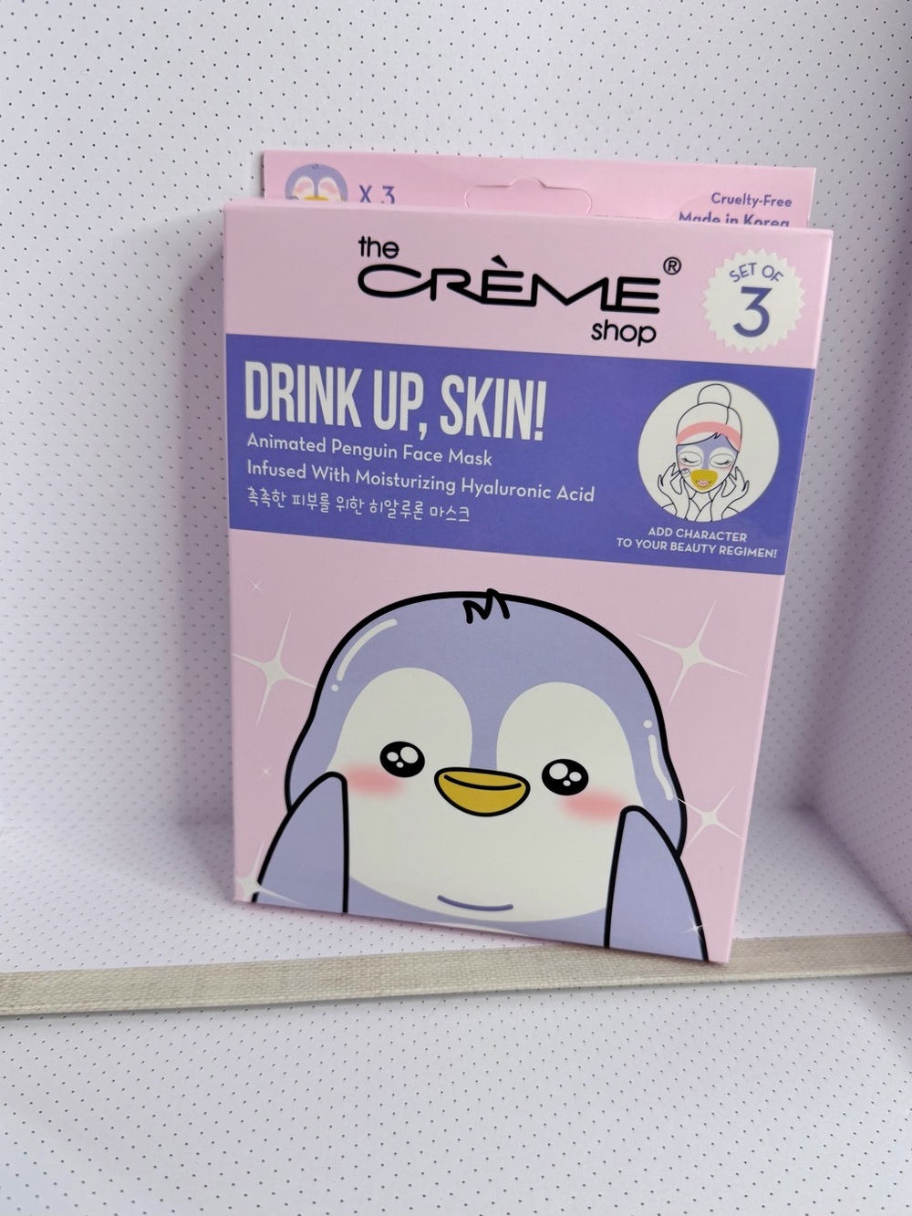 Drink Up, Skin! Animated Penguin Face Mask - infused moisture
